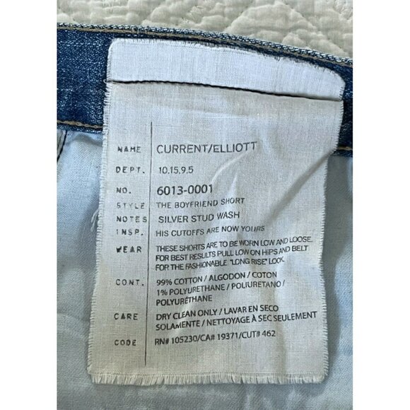 Current/Elliott The Boyfriend Light Wash Shorts Silver Stud Wash Women's Sz 26 - Picture 4 of 7